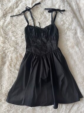 Black Tie-Shoulder Fit & Flare Dress